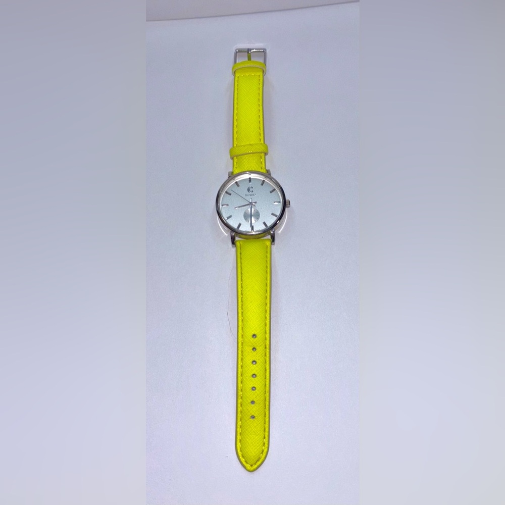 Charming Charlie Neon Yellow Strap Silver Dial Women's Watch